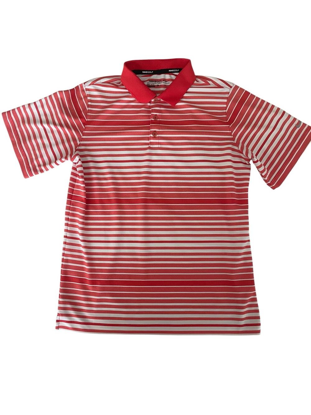 Nike Golf Dri-FIT Youth XL Red and White Striped Performance Polo Shirt
